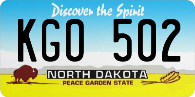 ND license plate KGO502