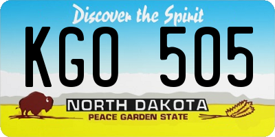 ND license plate KGO505