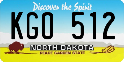 ND license plate KGO512