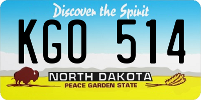ND license plate KGO514