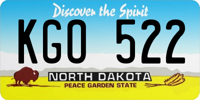 ND license plate KGO522