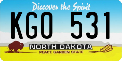 ND license plate KGO531