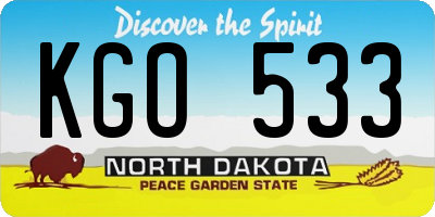 ND license plate KGO533