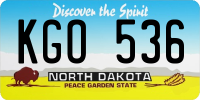ND license plate KGO536
