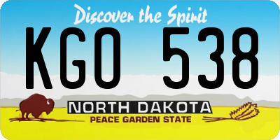 ND license plate KGO538