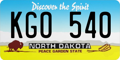 ND license plate KGO540