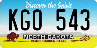 ND license plate KGO543