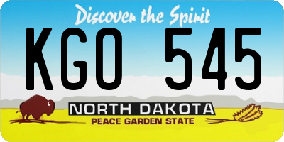 ND license plate KGO545