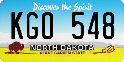 ND license plate KGO548