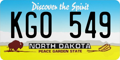 ND license plate KGO549