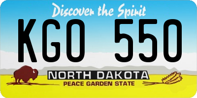 ND license plate KGO550