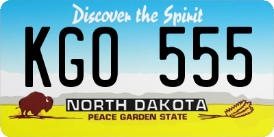 ND license plate KGO555