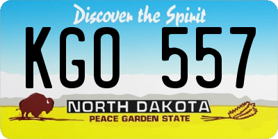 ND license plate KGO557