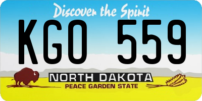 ND license plate KGO559