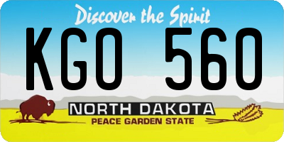 ND license plate KGO560