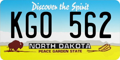 ND license plate KGO562