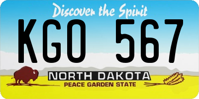 ND license plate KGO567