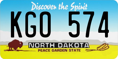 ND license plate KGO574