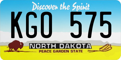 ND license plate KGO575