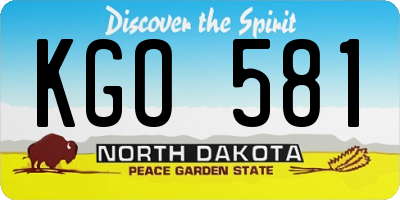 ND license plate KGO581