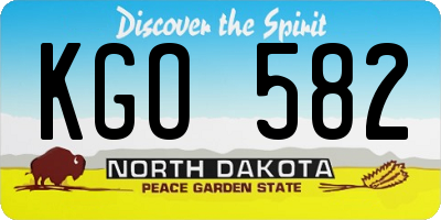 ND license plate KGO582
