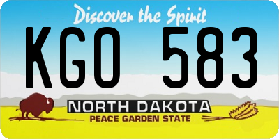 ND license plate KGO583