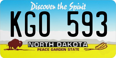 ND license plate KGO593