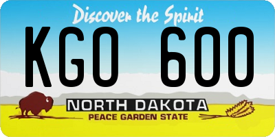 ND license plate KGO600