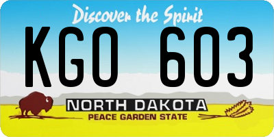 ND license plate KGO603