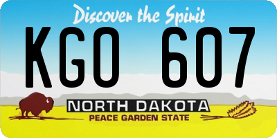 ND license plate KGO607