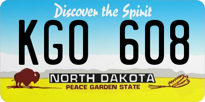 ND license plate KGO608