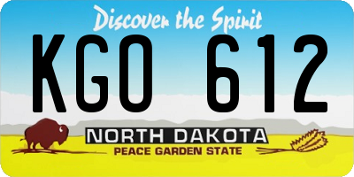 ND license plate KGO612