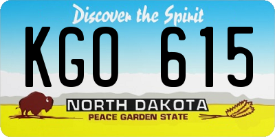 ND license plate KGO615