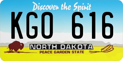 ND license plate KGO616