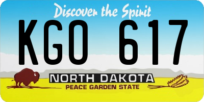 ND license plate KGO617