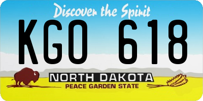 ND license plate KGO618