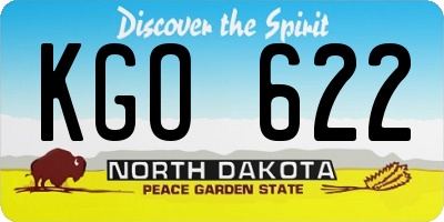 ND license plate KGO622