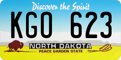 ND license plate KGO623