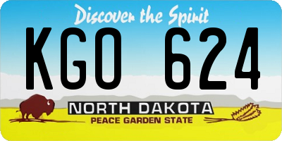 ND license plate KGO624
