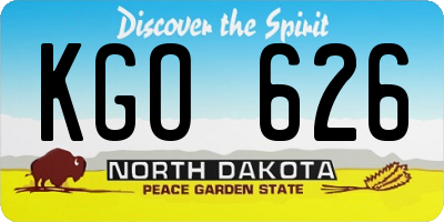 ND license plate KGO626