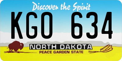 ND license plate KGO634