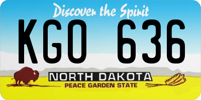 ND license plate KGO636