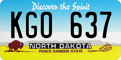 ND license plate KGO637