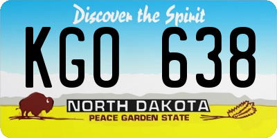 ND license plate KGO638