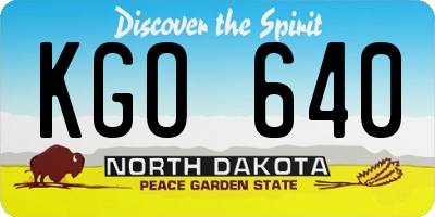 ND license plate KGO640