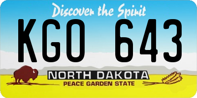 ND license plate KGO643