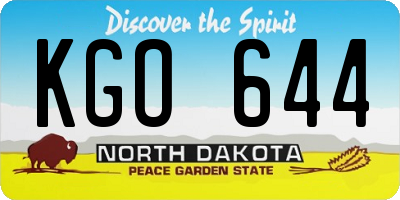 ND license plate KGO644