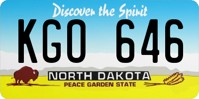 ND license plate KGO646