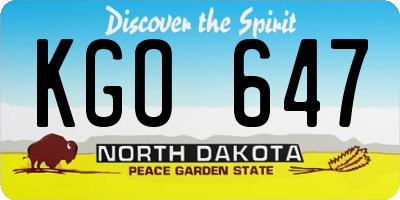 ND license plate KGO647