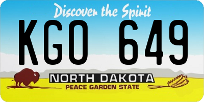ND license plate KGO649